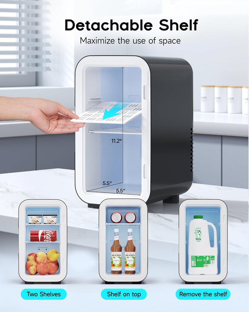 BEICHEN Mini Fridge,6 Liter / 8 Can Small Fridge for Bedroom, Car, Office & Dorm, AC100-120 V/DC 12 V Portable Thermoelectric Cooler & Warmer for Skincare, Food, Drinks,Black ﻿ - Image 3
